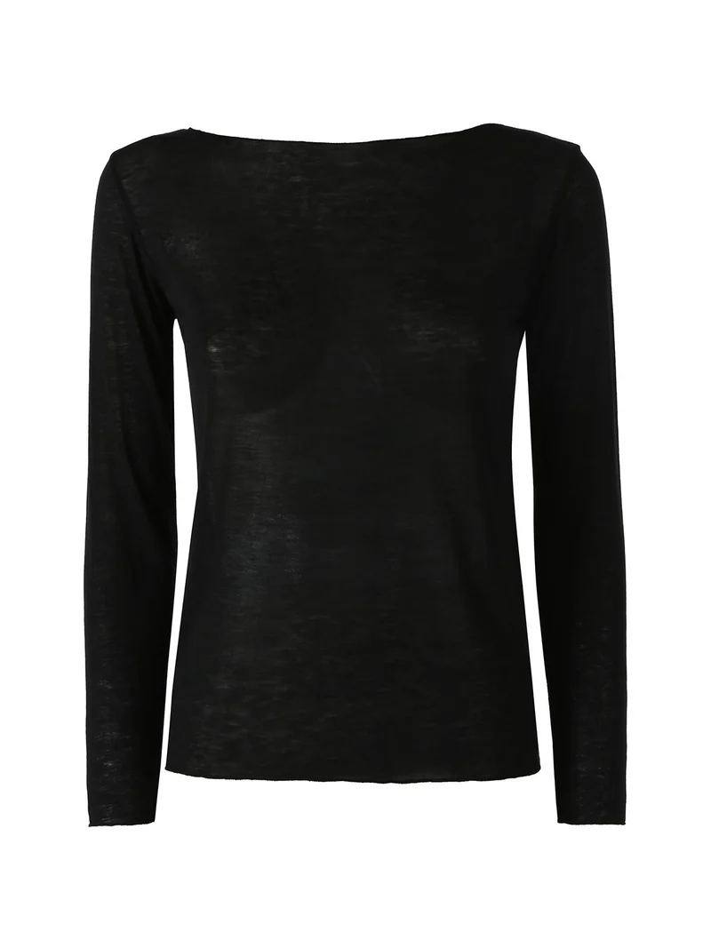 Maglia donna in misto cashmere a maniche lunghe - nero