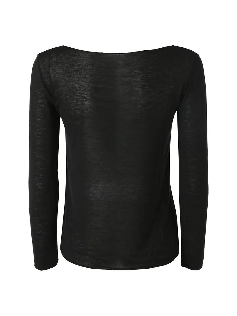 Maglia donna in misto cashmere a maniche lunghe - nero