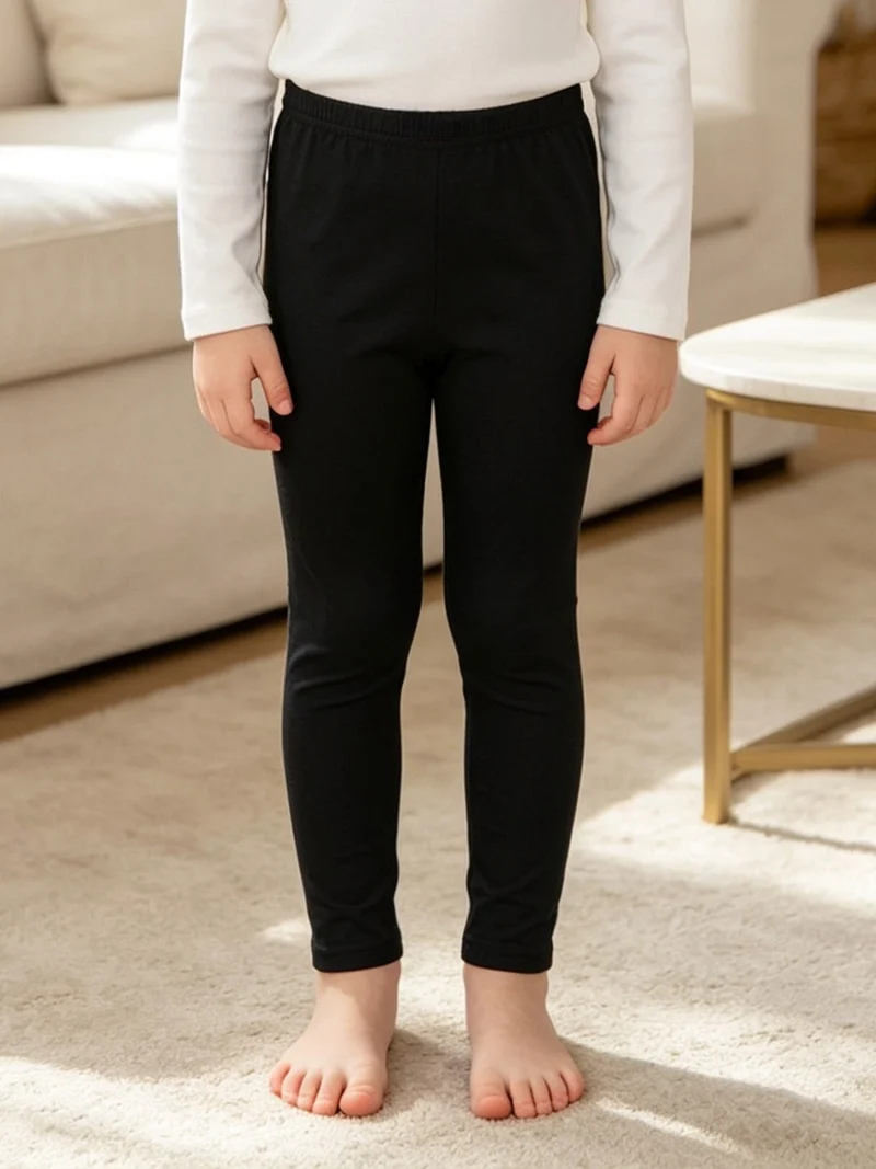 Leggings bimba neri in caldo cotone - nero