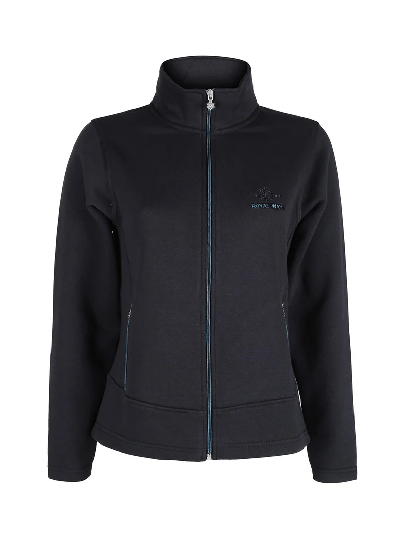 Felpa donna a collo alto con zip - blu scuro