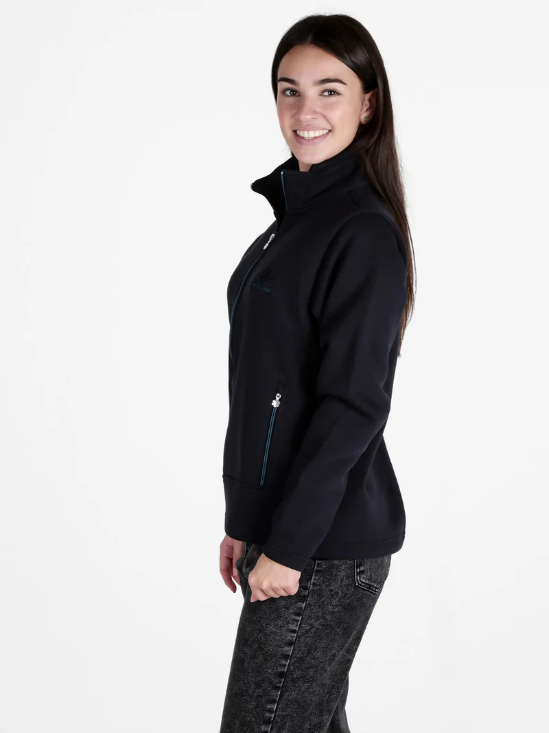 Felpa donna a collo alto con zip - blu scuro