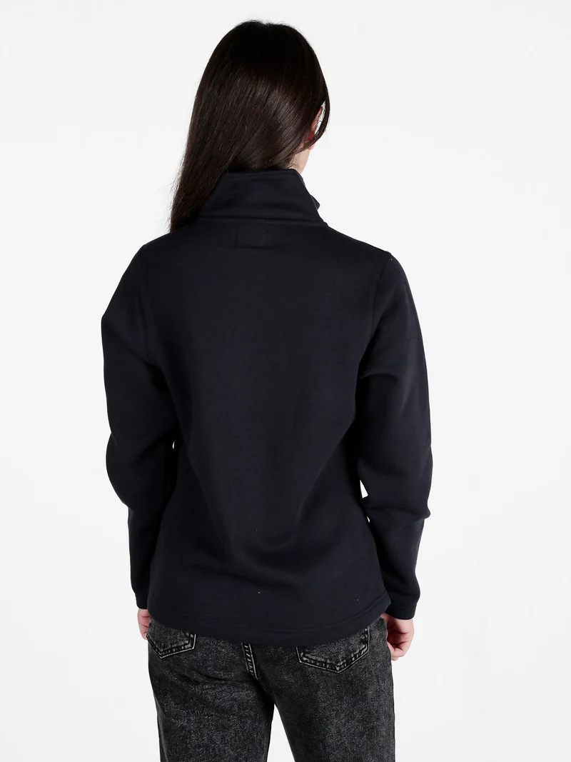 Felpa donna a collo alto con zip - blu scuro