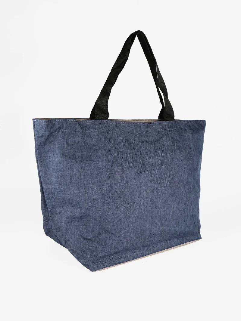 Maxi borsa donna in tessuto bicolor - blu scuro