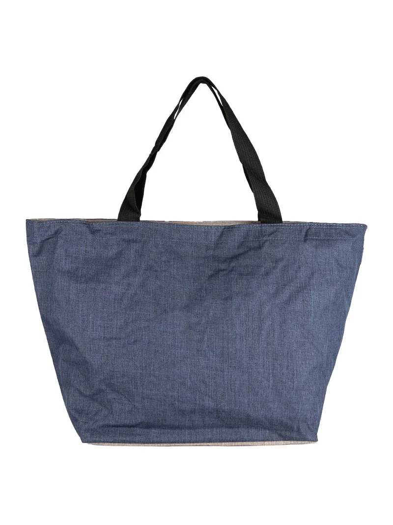 Maxi borsa donna in tessuto bicolor - blu scuro
