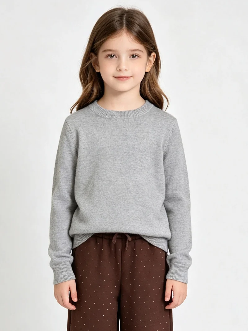 Maglione girocollo da bambina - grigio