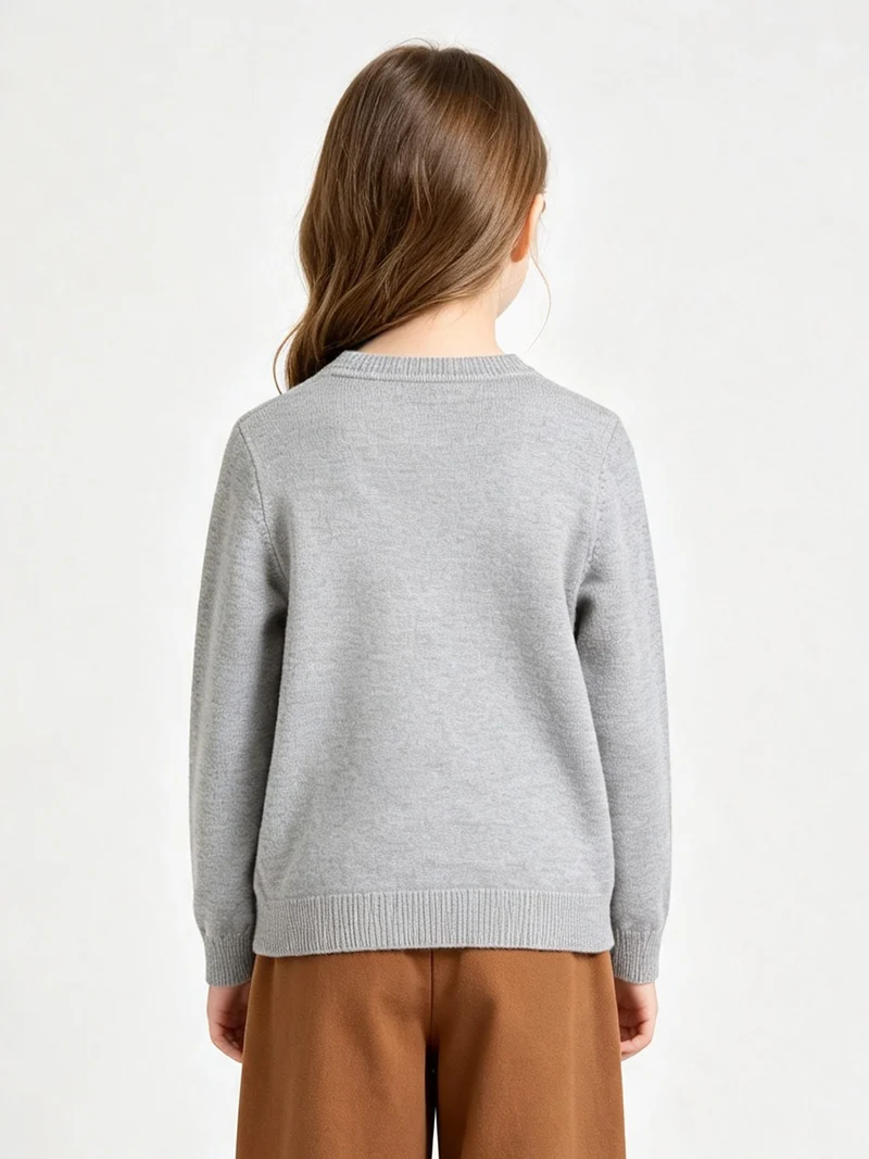 Maglione girocollo da bambina - grigio