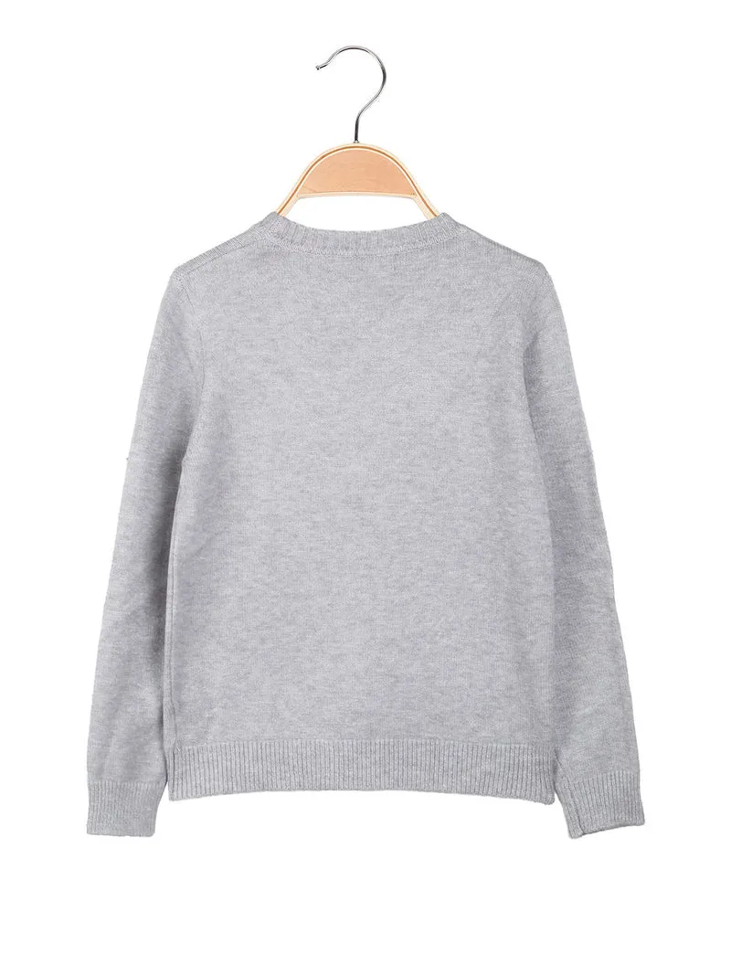 Maglione girocollo da bambina - grigio