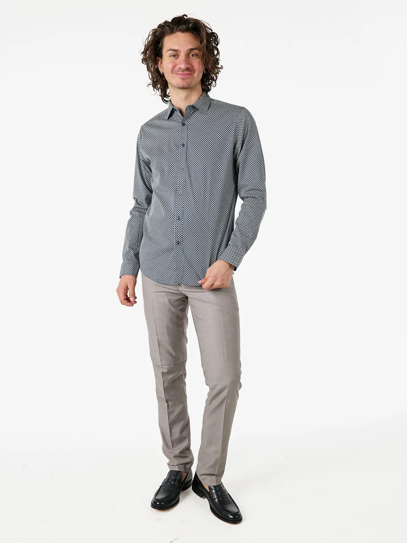Camicia da uomo in cotone a maniche lunghe - multicolore