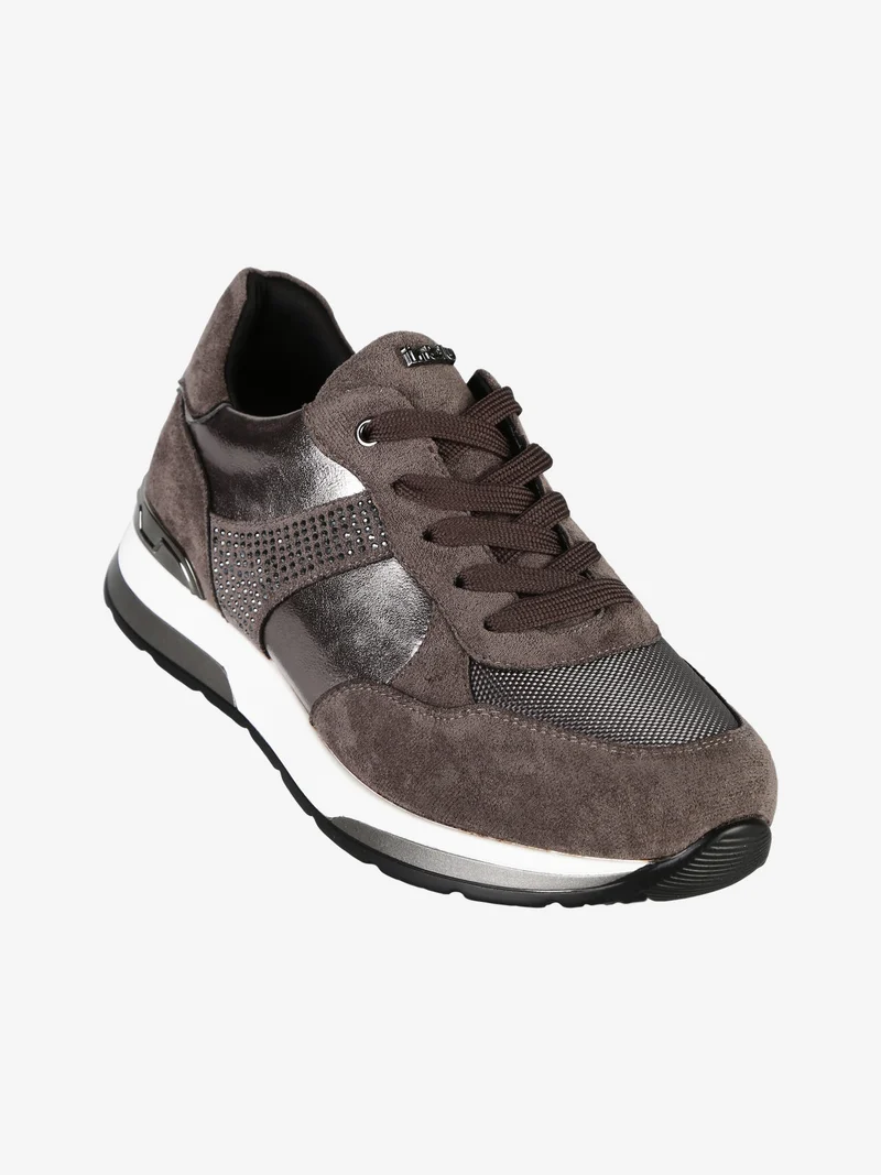 Sneakers donna con strass - grigio scuro