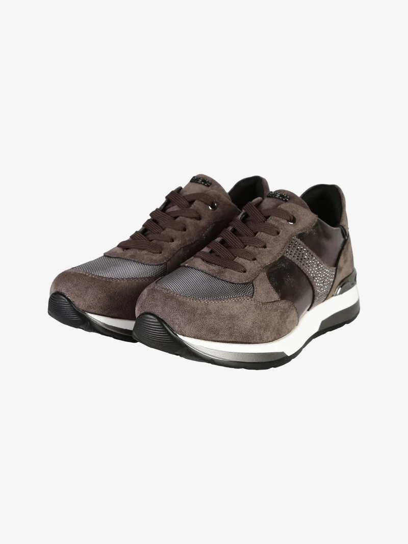 Sneakers donna con strass - grigio scuro