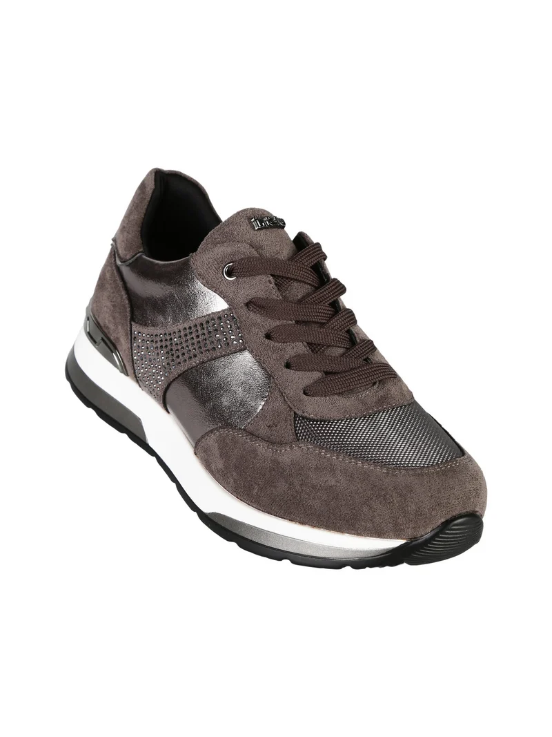 Sneakers donna con strass - grigio scuro