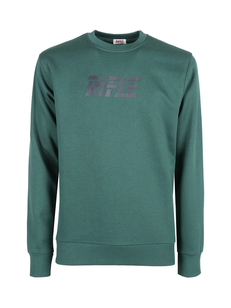 Felpa girocollo da uomo invernale con logo - verde
