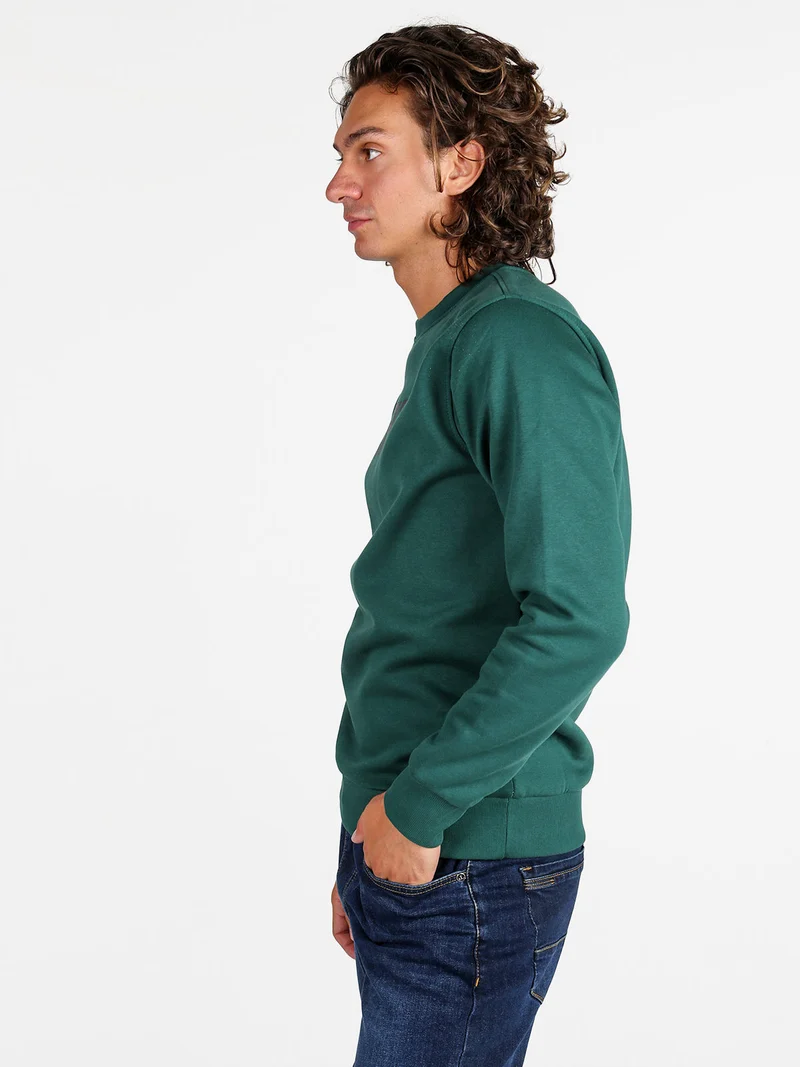 Felpa girocollo da uomo invernale con logo - verde