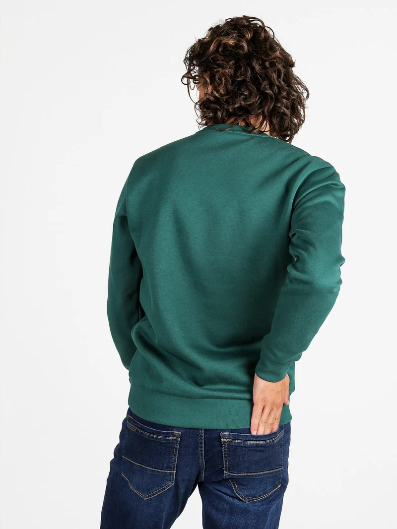 Felpa girocollo da uomo invernale con logo - verde