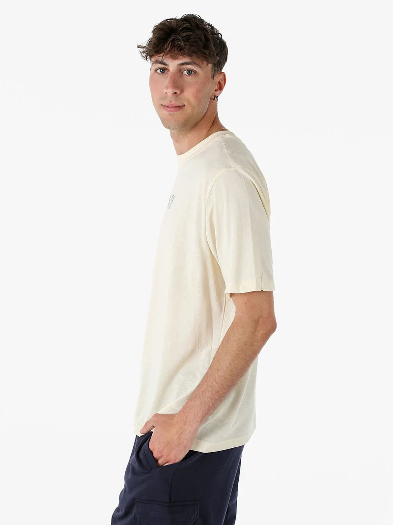 T-shirt in cotone da uomo con stampa AMALFI davanti e dietro - panna