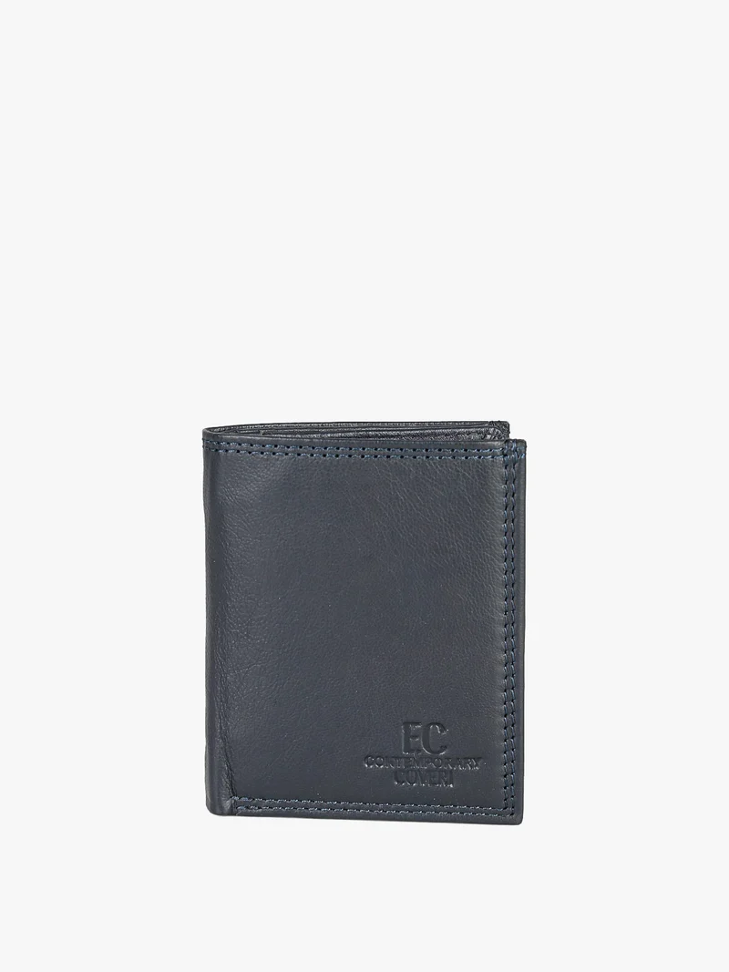 Mini portafoglio verticale in pelle da uomo - blu scuro
