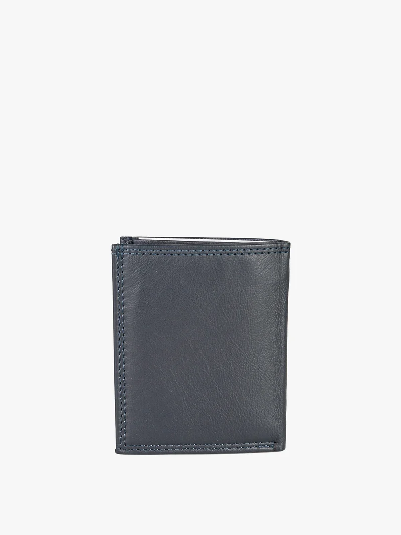 Mini portafoglio verticale in pelle da uomo - blu scuro
