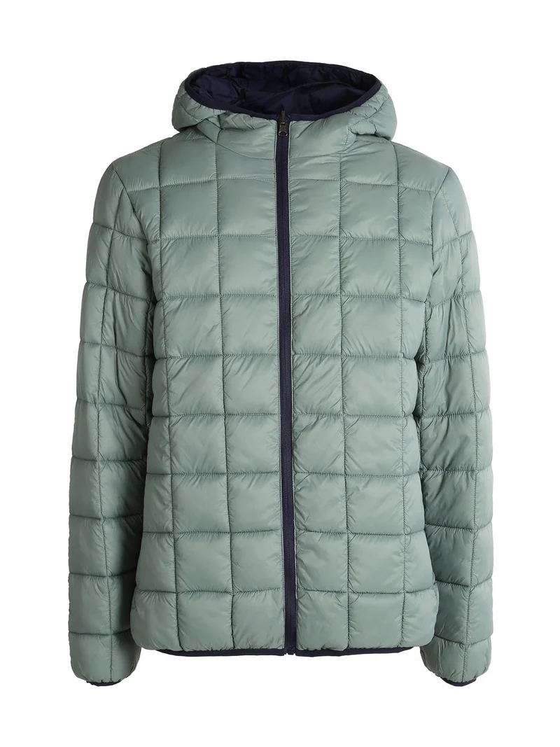Piumino da uomo reversibile con cappuccio - blu scuro