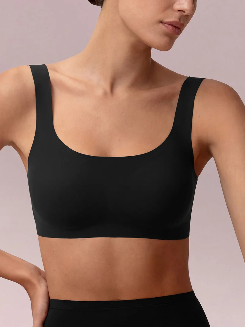 MICROFIT 01702 Reggiseno top donna imbottito senza ferretto COPPA B - nero