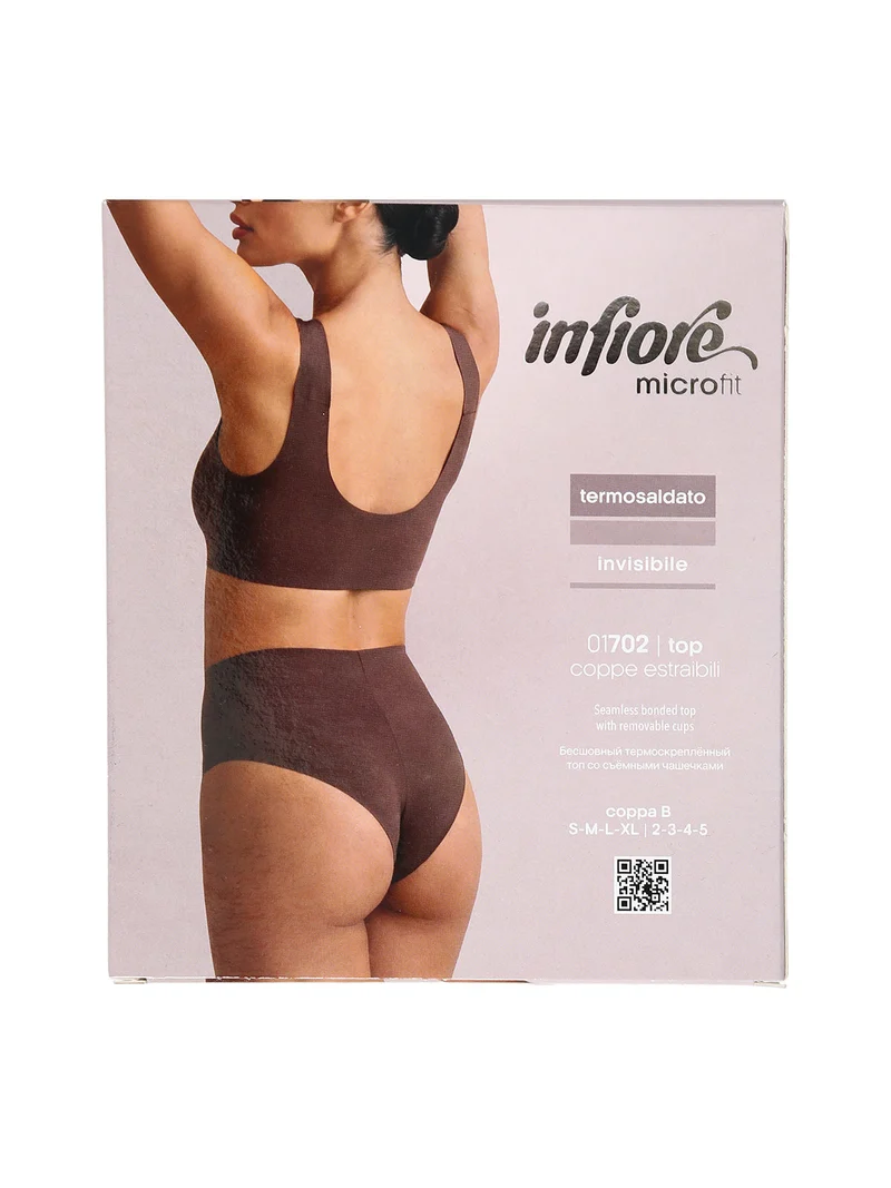 MICROFIT 01702 Reggiseno top donna imbottito senza ferretto COPPA B - nero