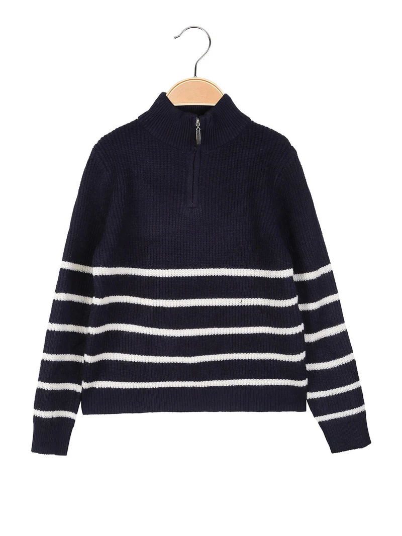 Maglione da bambino mezza zip - blu scuro