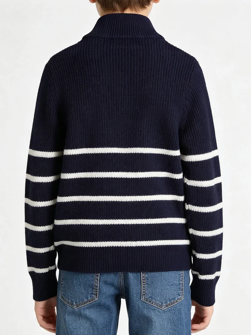 Maglione da bambino mezza zip - blu scuro