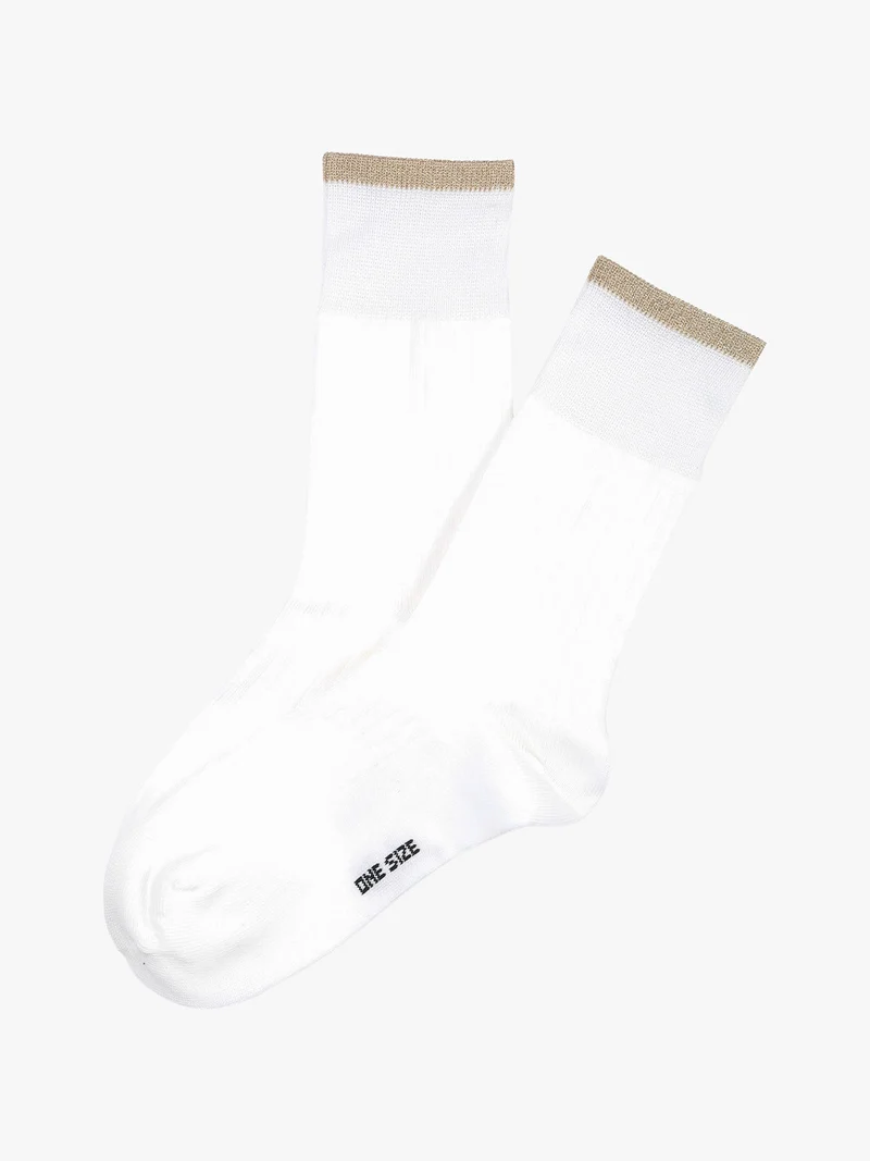 Calze midi donna con bordo lurex - bianco
