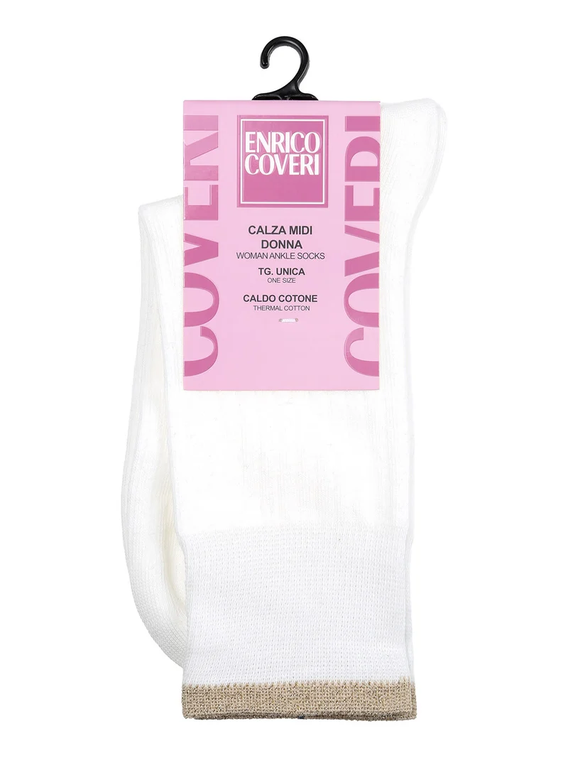 Calze midi donna con bordo lurex - bianco