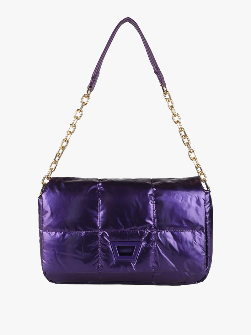 Borsa donna puffer trapuntata con manico a catena - viola