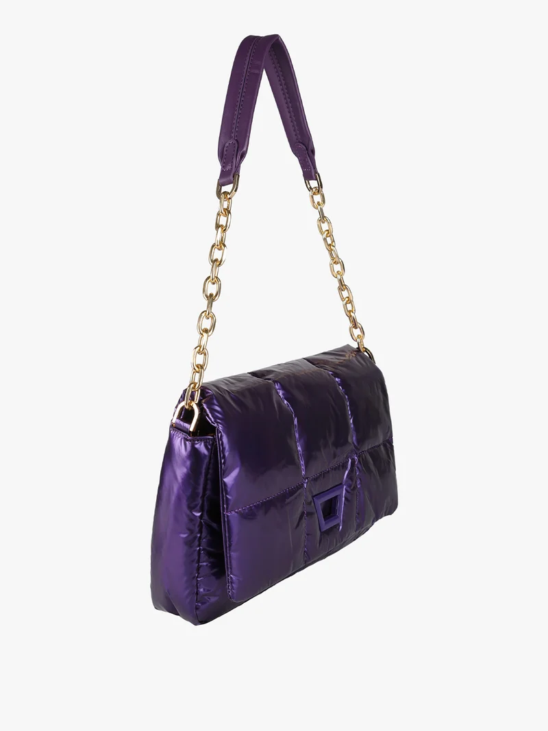 Borsa donna puffer trapuntata con manico a catena - viola