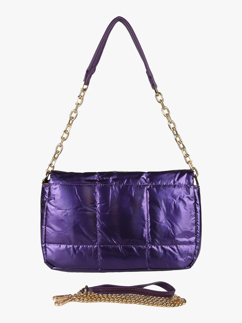 Borsa donna puffer trapuntata con manico a catena - viola
