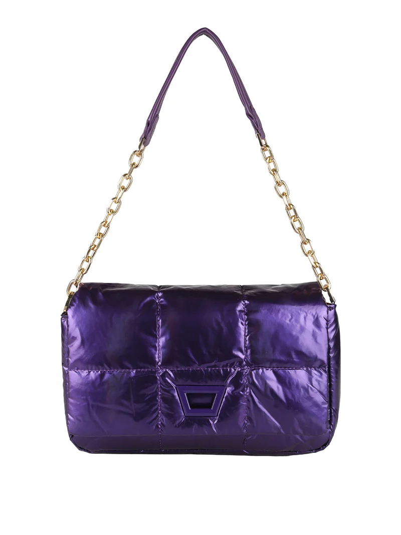 Borsa donna puffer trapuntata con manico a catena - viola