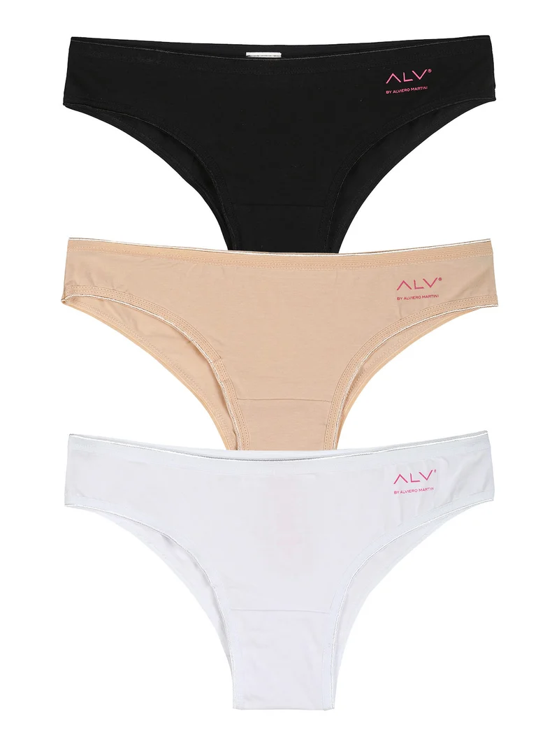 Confezione da 3 brasiliana donna in cotone stretch - assortito