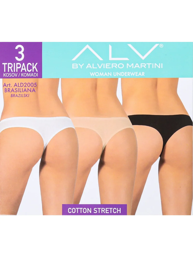 Confezione da 3 brasiliana donna in cotone stretch - assortito