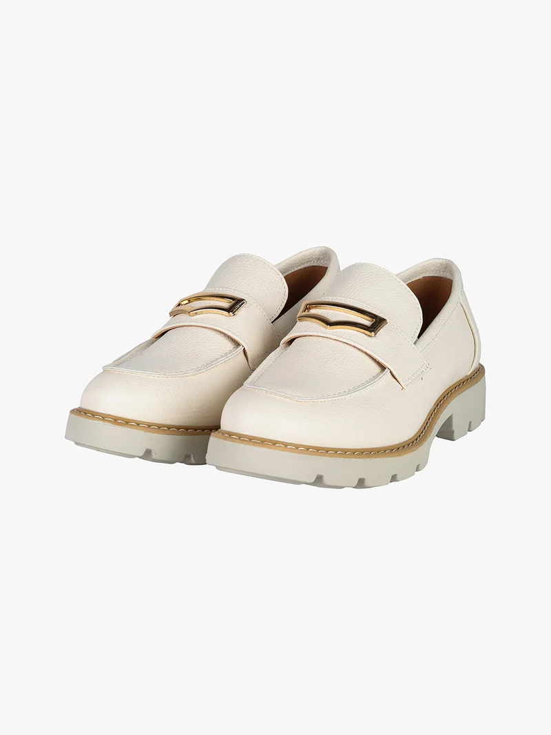 Mocassini donna con suola rialzata - beige