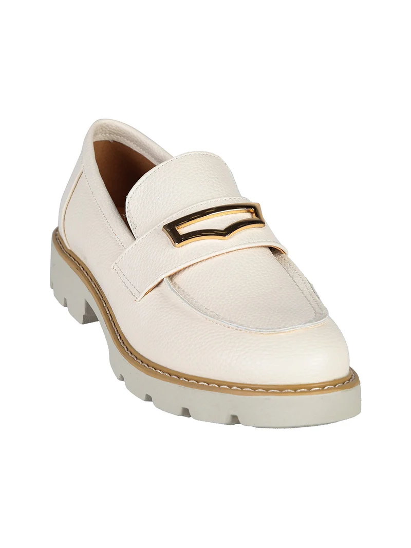 Mocassini donna con suola rialzata - beige