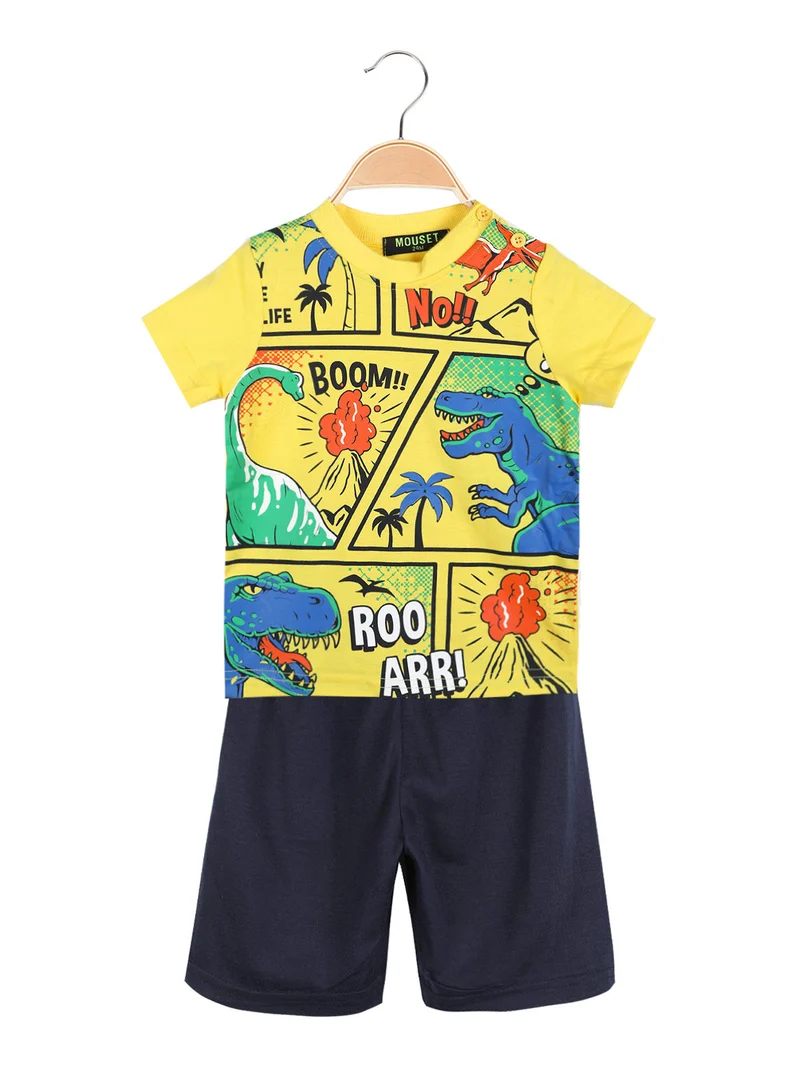 Completo corto 2 pezzi da neonato t-shirt e bermuda - giallo