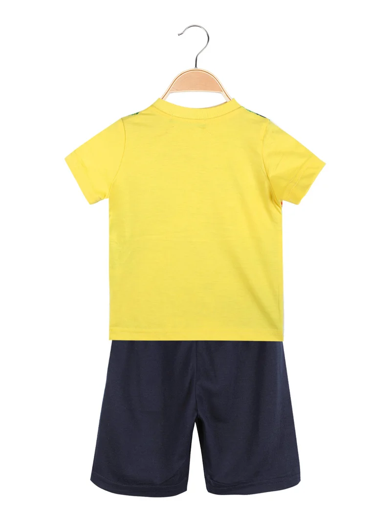 Completo corto 2 pezzi da neonato t-shirt e bermuda - giallo