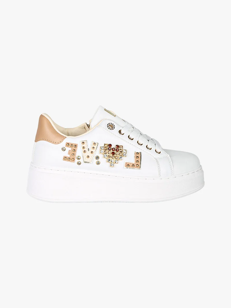 Sneakers donna gioiello con platform - oro