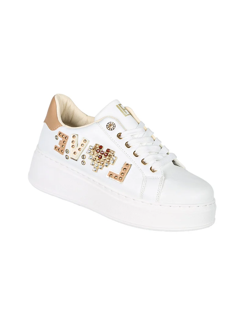 Sneakers donna gioiello con platform - oro