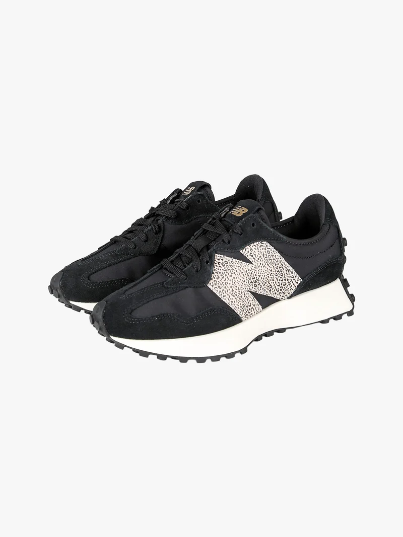 327 Sneakers donna stringate in pelle - nero