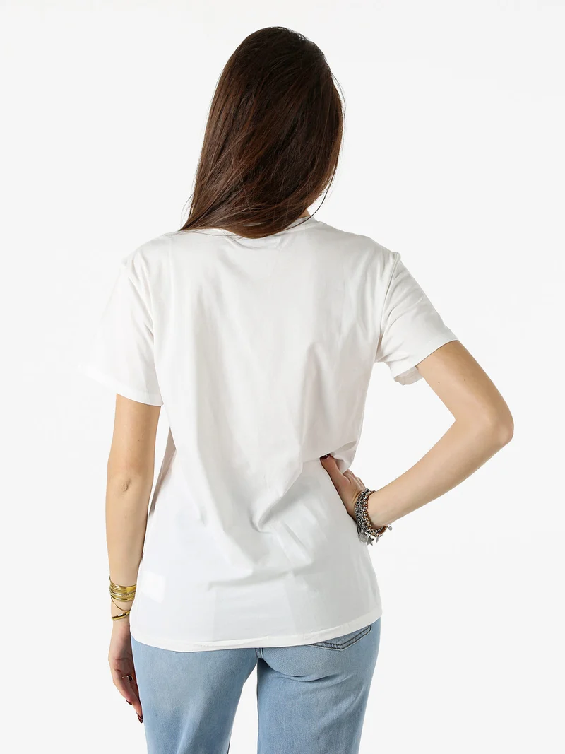 T-shirt donna in cotone con stampa - blu