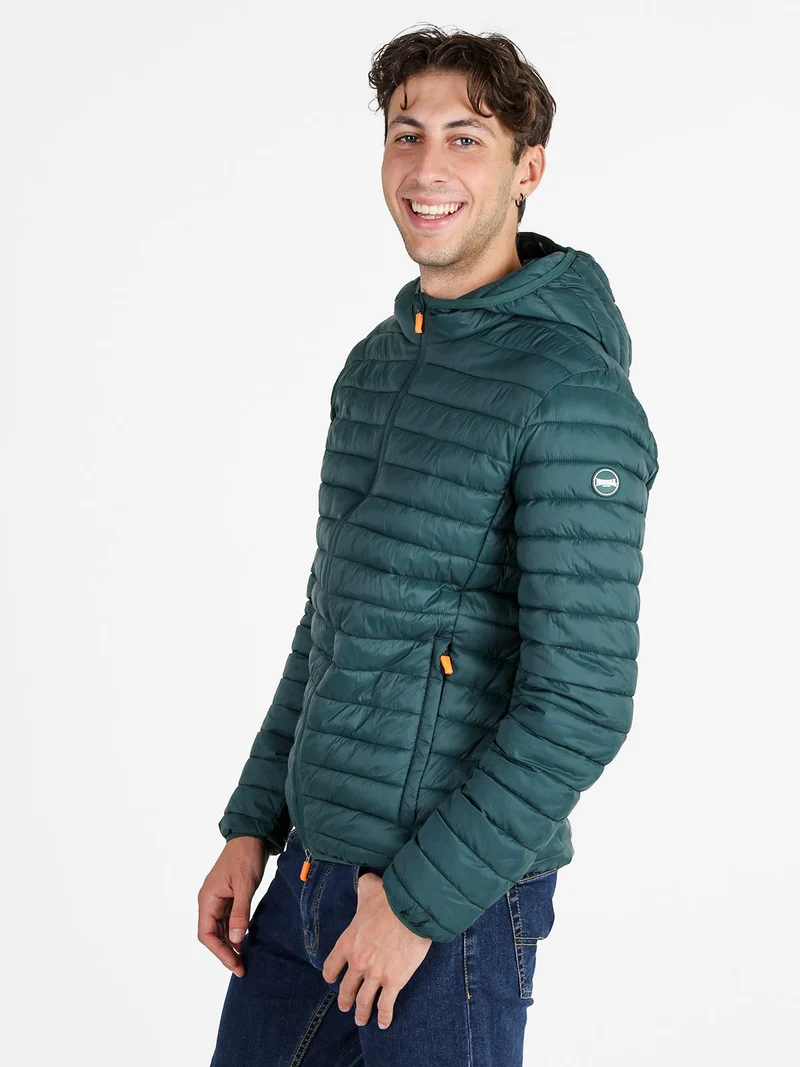Giubbino da uomo 100 grammi con cappuccio e zip - verde