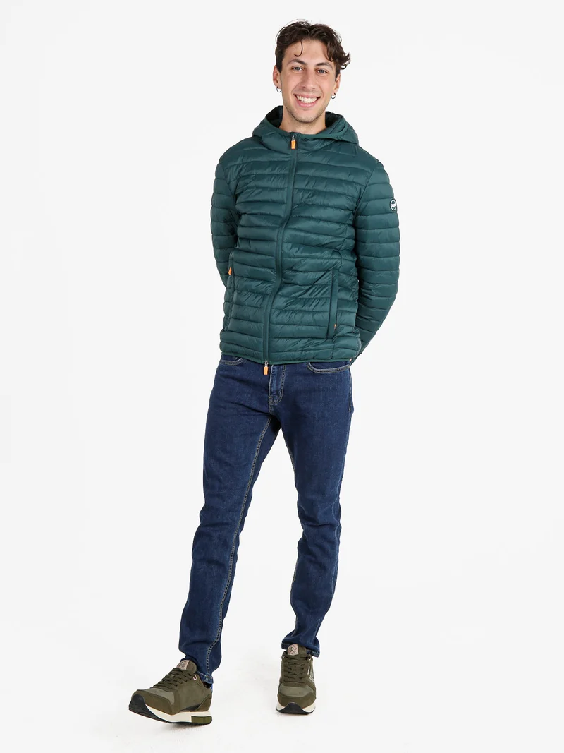Giubbino da uomo 100 grammi con cappuccio e zip - verde