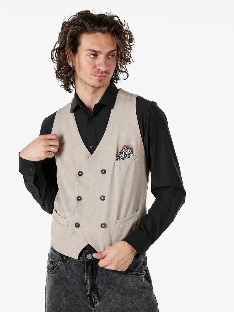 Gilet da uomo con chiusura a doppiopetto - beige
