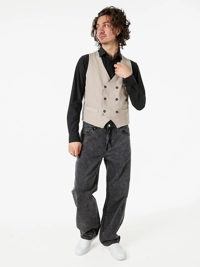 Gilet da uomo con chiusura a doppiopetto - beige