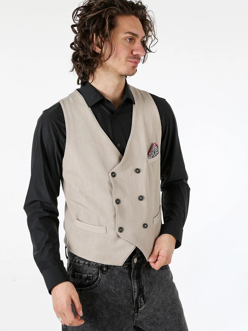 Gilet da uomo con chiusura a doppiopetto - beige