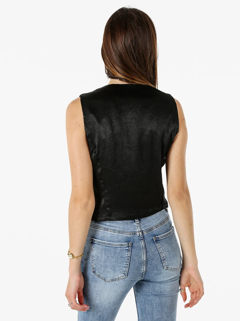 Gilet donna classico effetto lucido - nero