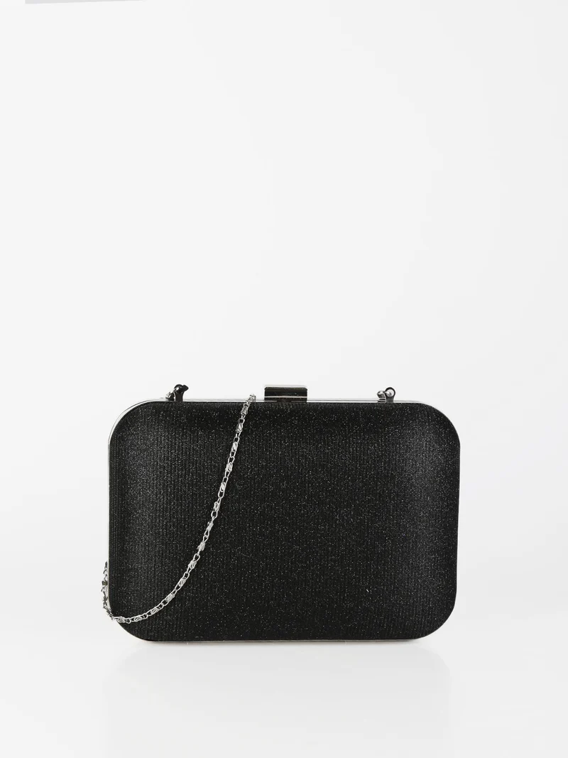 Pochette donna rigida brillantinata - nero