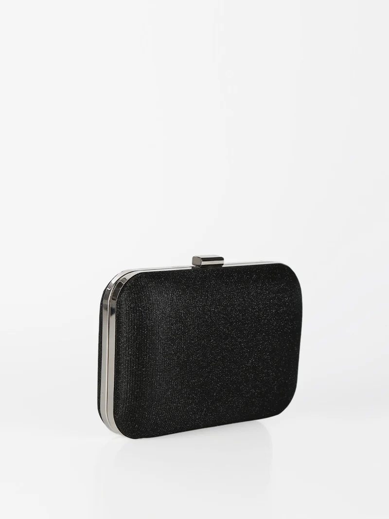 Pochette donna rigida brillantinata - nero